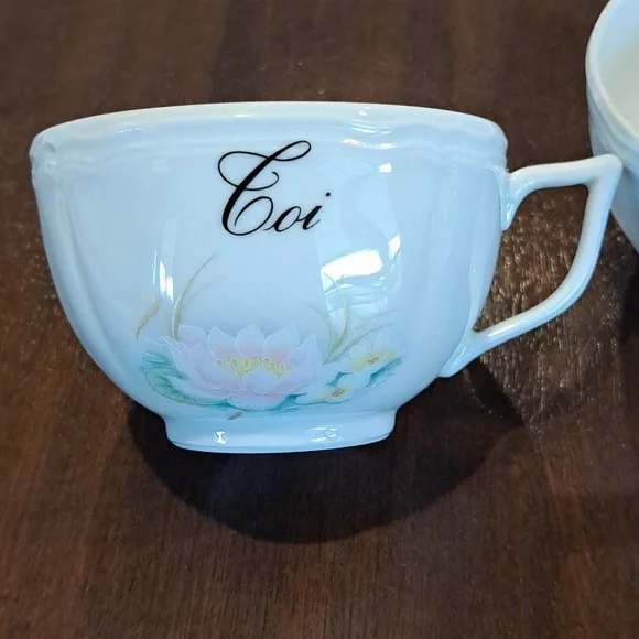 Limoges France Tea/Coffee Cup, Moi& Coi inscribed on white porcelain - Picture 2 of 12